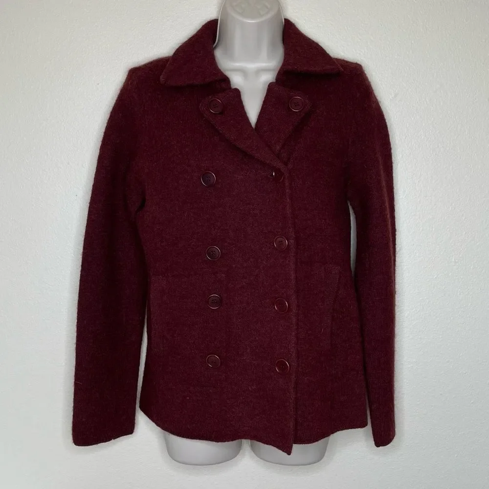 J Crew 100% Wool Double Breasted Peacoat Brick Rust Jacket Women Small Unlined - Picture 12 of 12